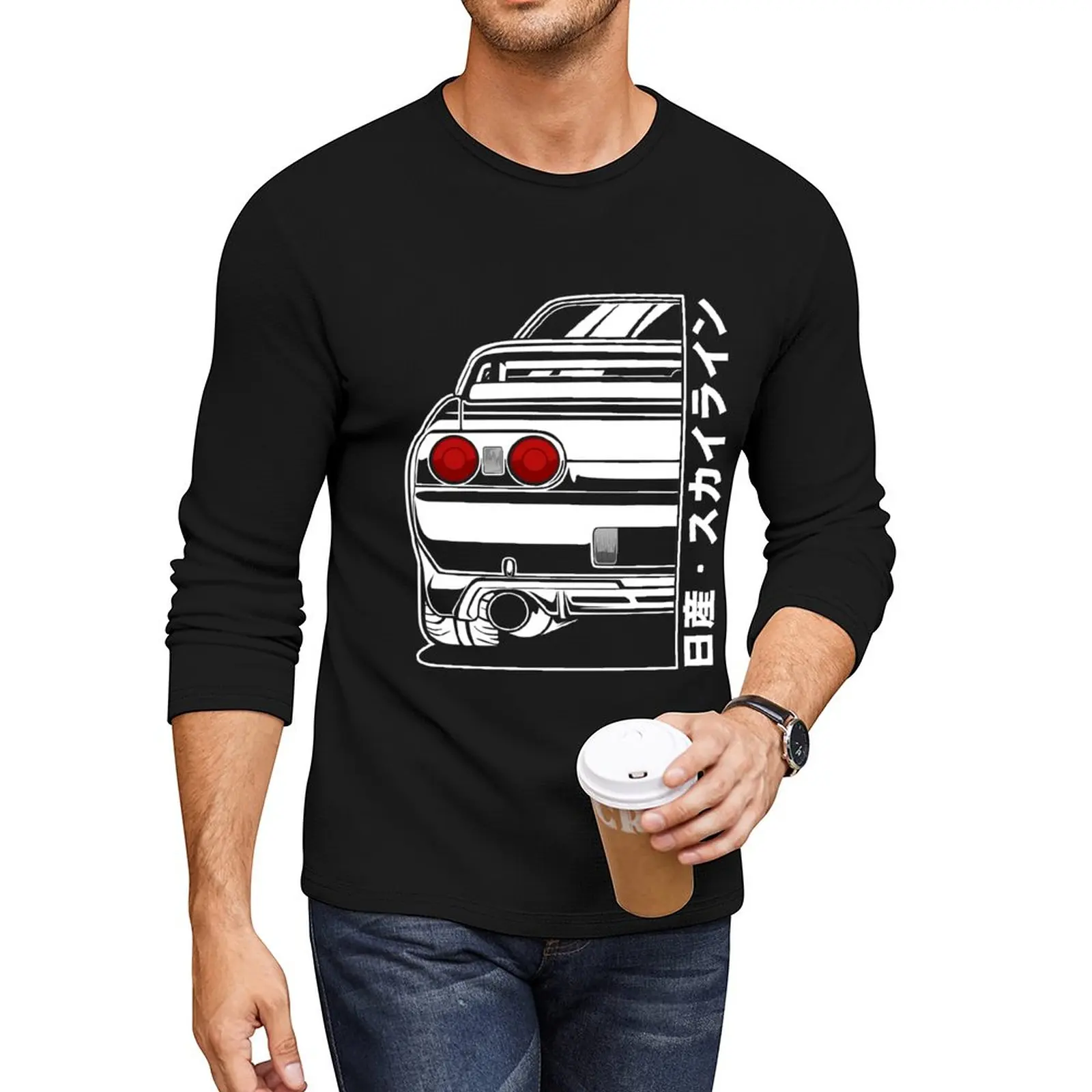 Nové Skyline GTR R32 (Biela Tlač) Dlhé Tričko T-shirt pre chlapca Blúzka mens t košele pack