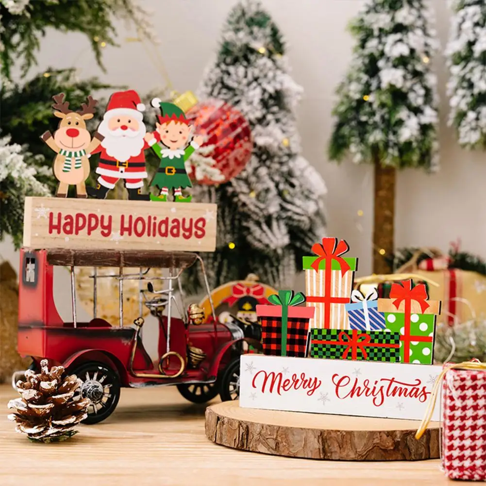 Fade-odolný Vianočné Ozdoby, Vianočné Plochu Dreva, Dekorácie Farebné Vianočné Drevené Dekorácie Santa Claus, Soby Elf