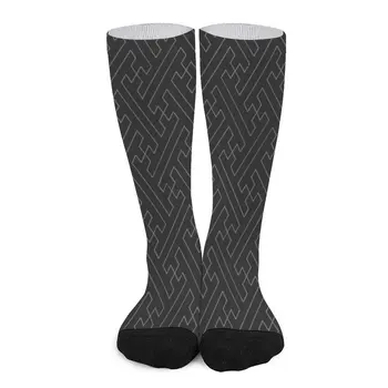 Tradičné Japonské Sayagata Geometrický Vzor v odtiene šedej/Čiernej a Sivej Ponožky športové a rekreačné luxusné ponožky