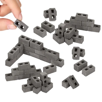 60 Balenia Cinder Bloky 1/12 Stupnice Mini Tehál, Betónu Miniatúrne Tehly Malý Záhradný Domček Pre Bábiky Príslušenstvo
