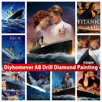Titanic Film 5D DIY AB Vŕtačky Diamantové Maľovanie Mozaiky Romantický Milostný Príbeh Cross Stitch Kamienkami Výšivky Domova Darček
