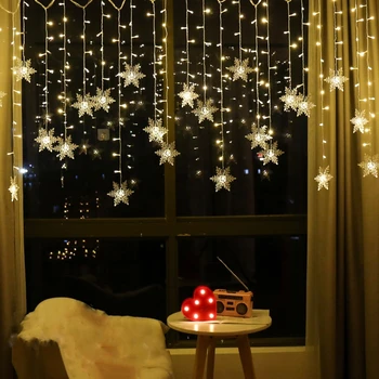 Vianočné Svetlo Led Snowflake Opony Cencúľ Víla String Svetlá Vonkajšie Garland Domácej Strany Záhrade Nový Rok Dekorácie