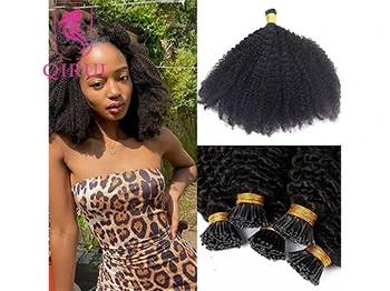 Mongolskej Kinky Afro Kučeravé mám Tip na predlžovanie Vlasov 4B 4C som Tipy Microlinks Panenské Vlasy Rozšírenia Pre Čierne Ženy Kinky Väčšinu Vlasov