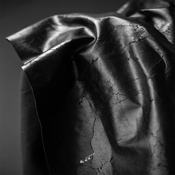 Čierna Koža, Textílie, Textúrou pre Recykláciu Kreatívny Dizajnér Handričkou Oblečenie Diy Šitie Podľa Meter Materiálu