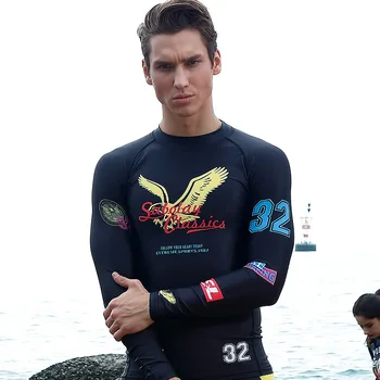 Muž UV Ochrany pančuchové Nohavice Mužov, Dlhý Rukáv, Plavky Plávať Vyrážka Stráže Rýchle Suché Surf T Shirt Plávanie Potápačské Obleky 2023