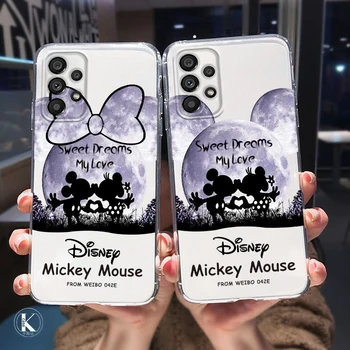 Disney Mickey-Biele Moonlight Pre Samsung A04S A81 A91 A71 A51 A41 A31 A12 A21S A01 4G 5G Transparentné Telefón Prípade