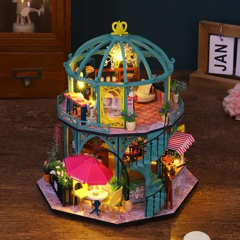 Diy trojrozmerné Puzzle Chata domček pre bábiky Horských Wild Villa Hračka Bábika Tvorivé Miniatúrne Scény Piesku Tabuľka Dom PZ-153