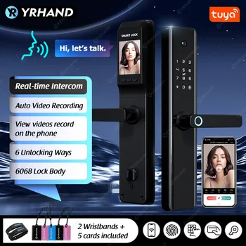 YRHAND Tuya Wifi Video interkom Nepremokavé Odtlačkov prstov Smart Lock Elektronické Inteligentné Biometrické Kód Digitálne Smart Dverí Zamky