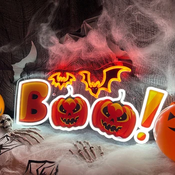 Boo Ghost Neónový nápis Halloween Party Dekor Bat, LED, Neónové Značky Prispôsobené Obývacia Izba, Dom Dekorácie Neónové Svetlo Lampy
