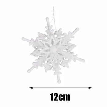 Veľký Vianočný Ice White 3D Snowflake Dekor Lesk Vianočný Strom Dekorácie Dodávky Pre Domácnosti Strana Visí Prívesok Plastové 12 cm