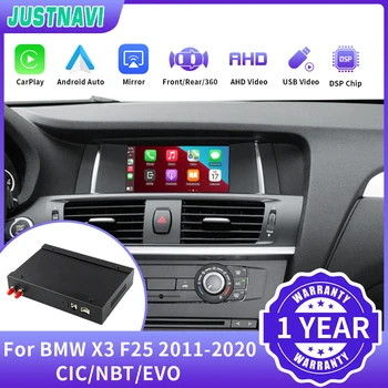 JUSTNAVI Bezdrôtový CarPlay pre BMW CIC NBT EVO Systém X3 F25 na roky 2011-2020, s operačným systémom Android Zrkadlo Odkaz AirPlay Auto Play Retrofit BOX