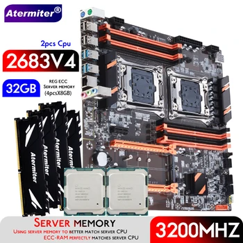 Atermiter Dual X99 Doska S LGA2011-3 XEON E5 2683 V4 *2 CPU S 4pcsX8GB = 32 GB DDR4 3200MHz Server Pamäť Combo Kit