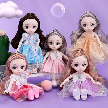 17 cm Krásne Šaty Hračky Roztomilý Bezpečnosti Hnuteľného Spoločné Bábika Princezná Fairy Baby Doll Deti Dievča Bábiky