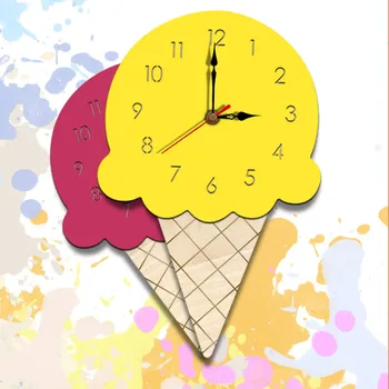 Ice Cream Nástenné Hodiny Tichý Drevené Hodiny Pre Domáce Obývacia Izba Ľahký-k-čítať Číslovky Ozdoby Visí Dekor Reloj De Porovnanie